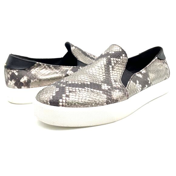 Cole Haan Grand Series Womens 10 Snakeskin‎ Print Sneaker Black Gray Slip On - Picture 1 of 9